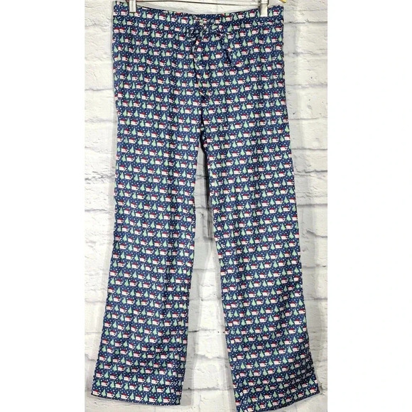 Vineyard Vines Flannel Pajama Pants Women's XS Blue Christmas Whale Drawstring - Picture 1 of 5